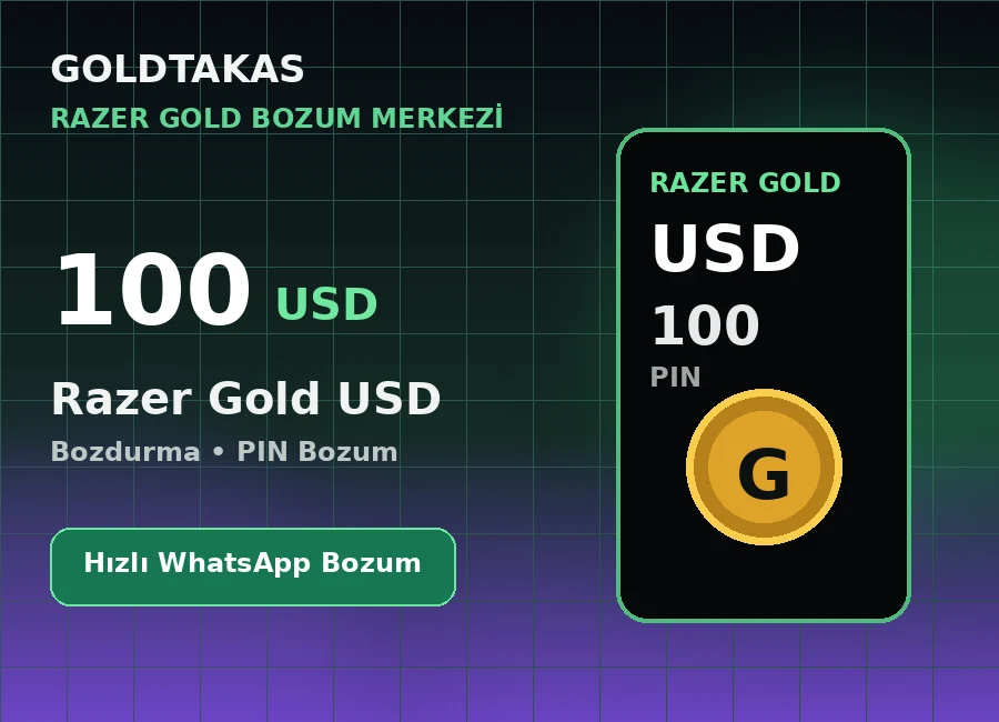 Razer Gold 100 USD bozdurma ürünü