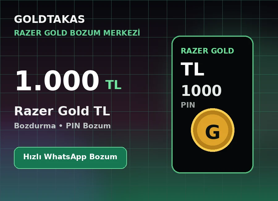 Razer Gold 1.000 TL bozdurma ve Razer Gold bozum ürünü