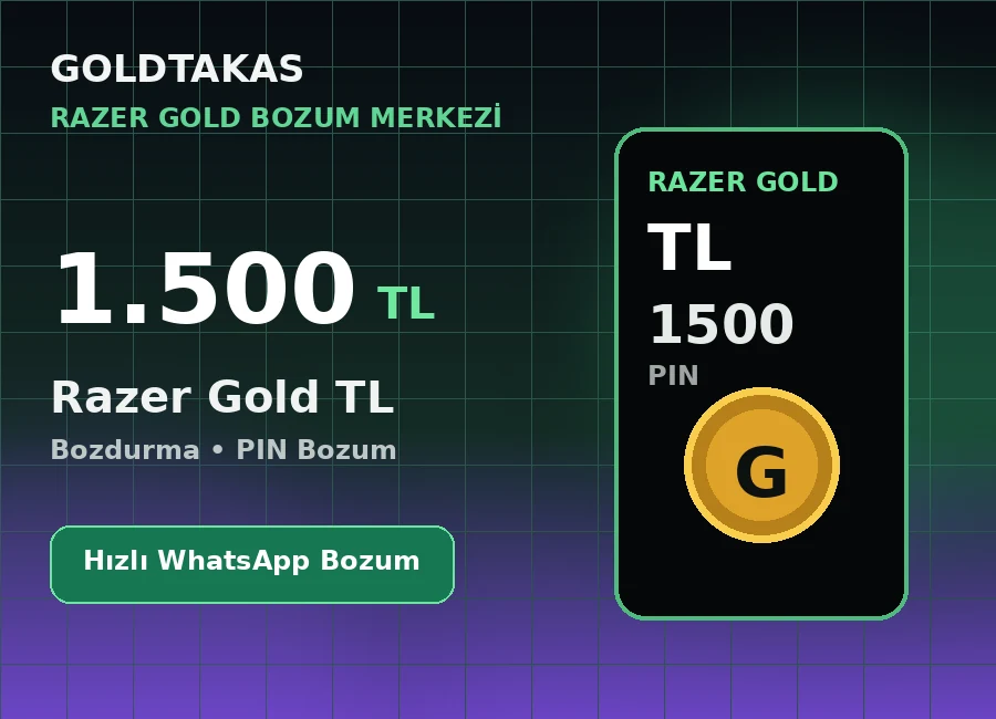 Razer Gold 1.500 TL bozdurma ve Razer Gold bozum ürünü