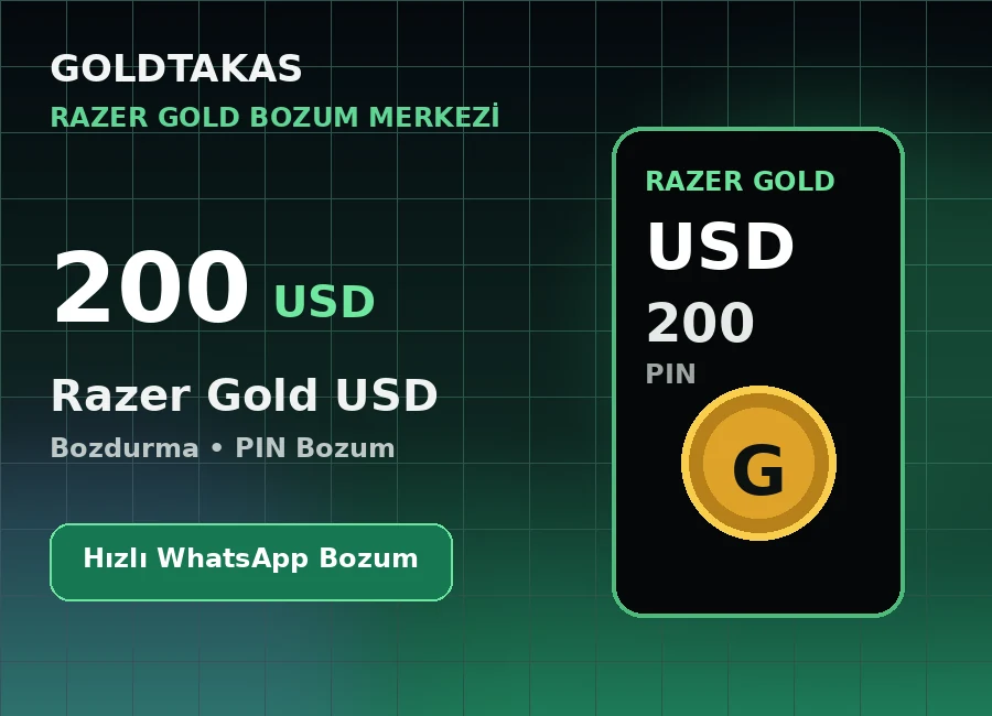 Razer Gold 200 USD bozdurma ürünü