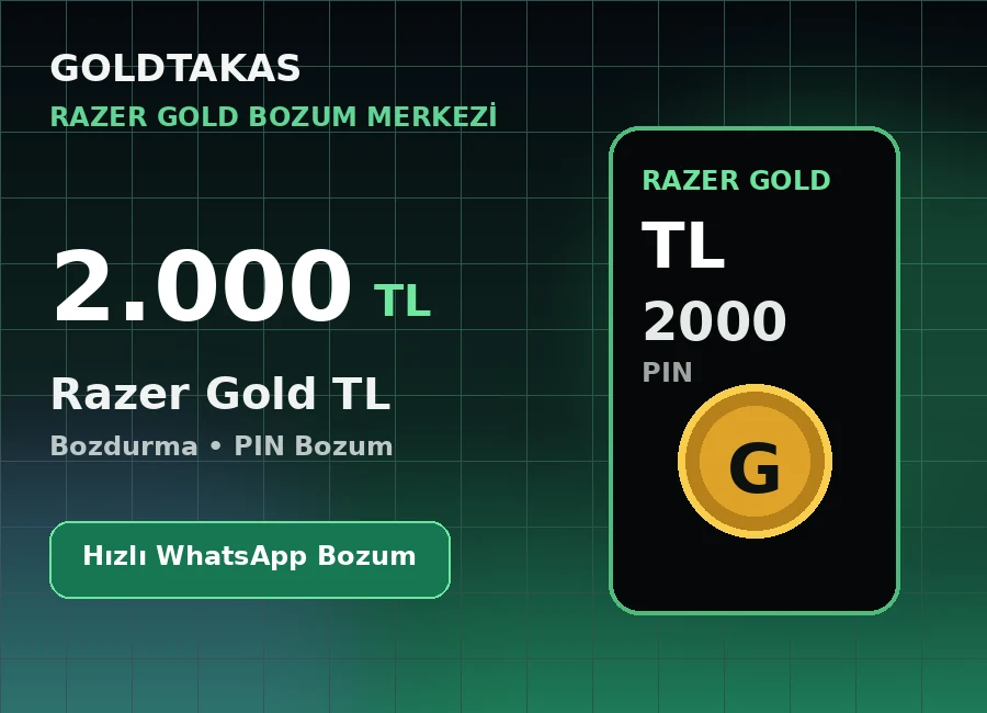 Razer Gold 2.000 TL bozdurma ve Razer Gold bozum ürünü