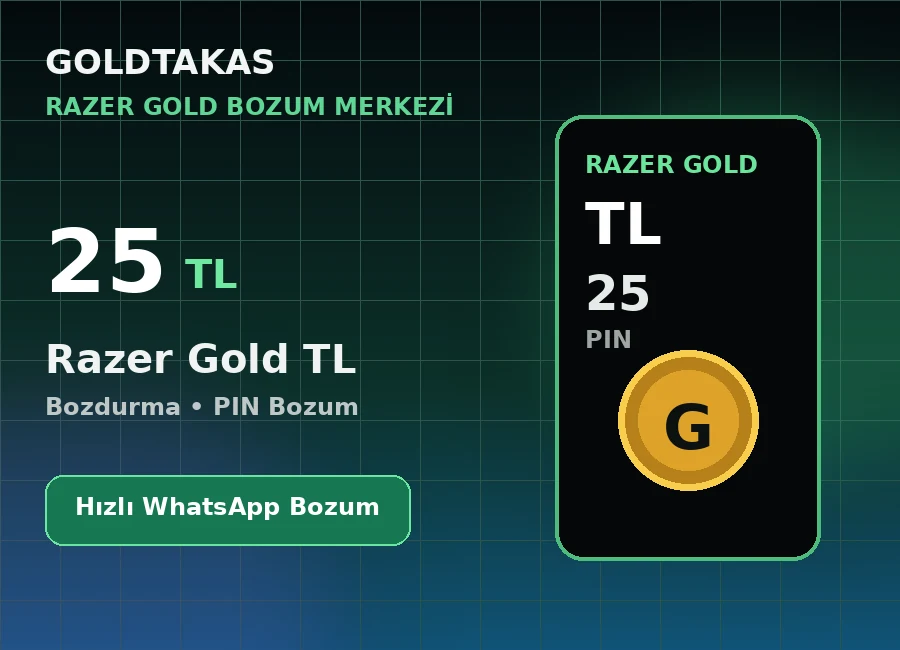 Razer Gold 25 TL bozdurma ve Razer Gold bozum ürünü