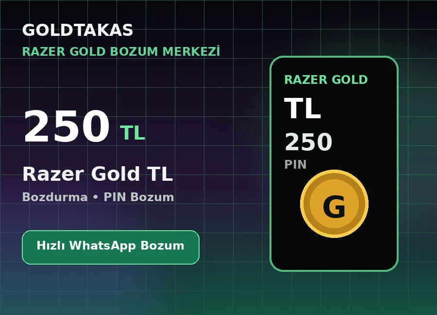 Razer Gold 250 TL bozdurma ve Razer Gold bozum ürünü