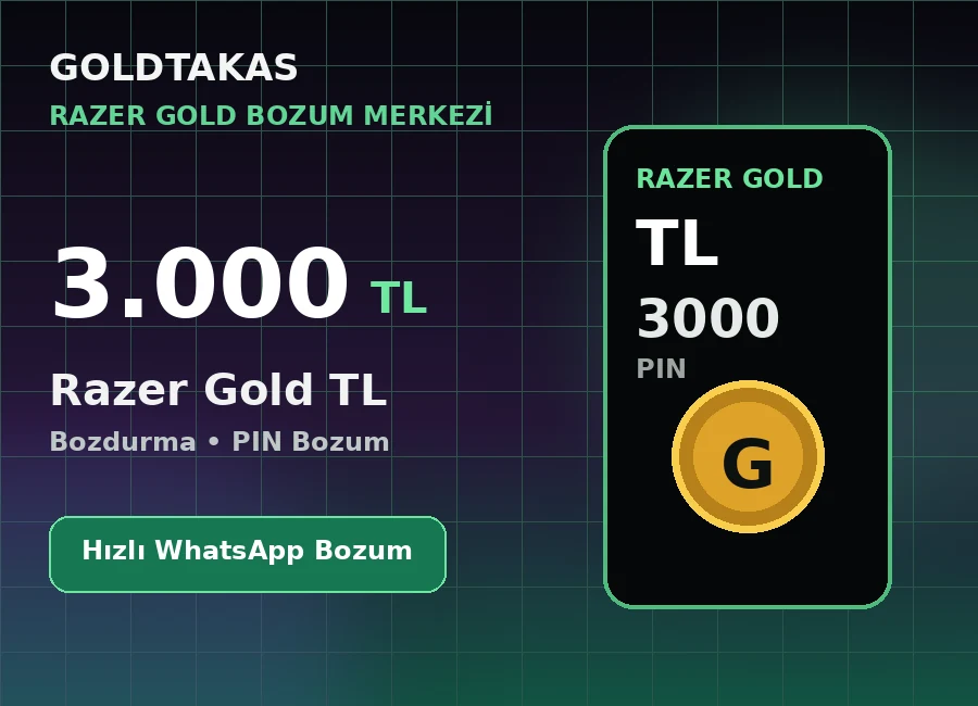 Razer Gold 3.000 TL bozdurma ve Razer Gold bozum ürünü