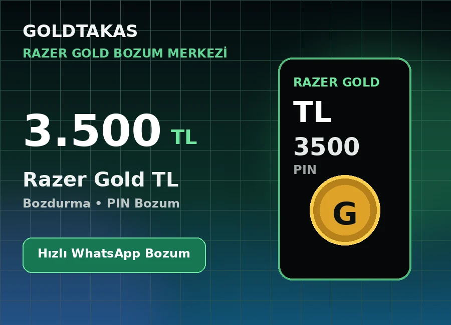 Razer Gold 3.500 TL bozdurma ve Razer Gold bozum ürünü