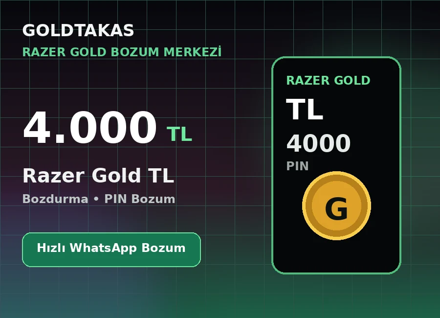 Razer Gold 4.000 TL bozdurma ve Razer Gold bozum ürünü