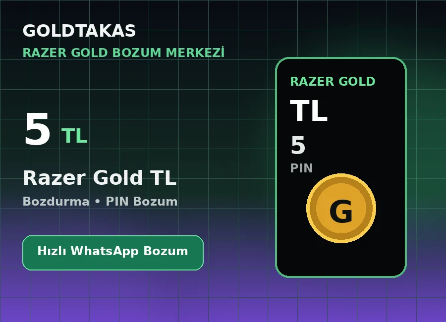 Razer Gold 5 TL bozdurma ve Razer Gold bozum ürünü