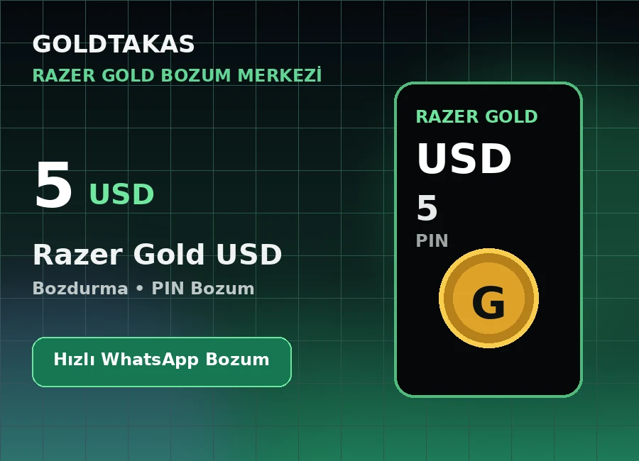 Razer Gold 5 USD bozdurma ürünü