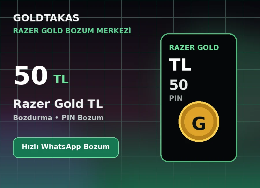 Razer Gold 50 TL bozdurma ve Razer Gold bozum ürünü