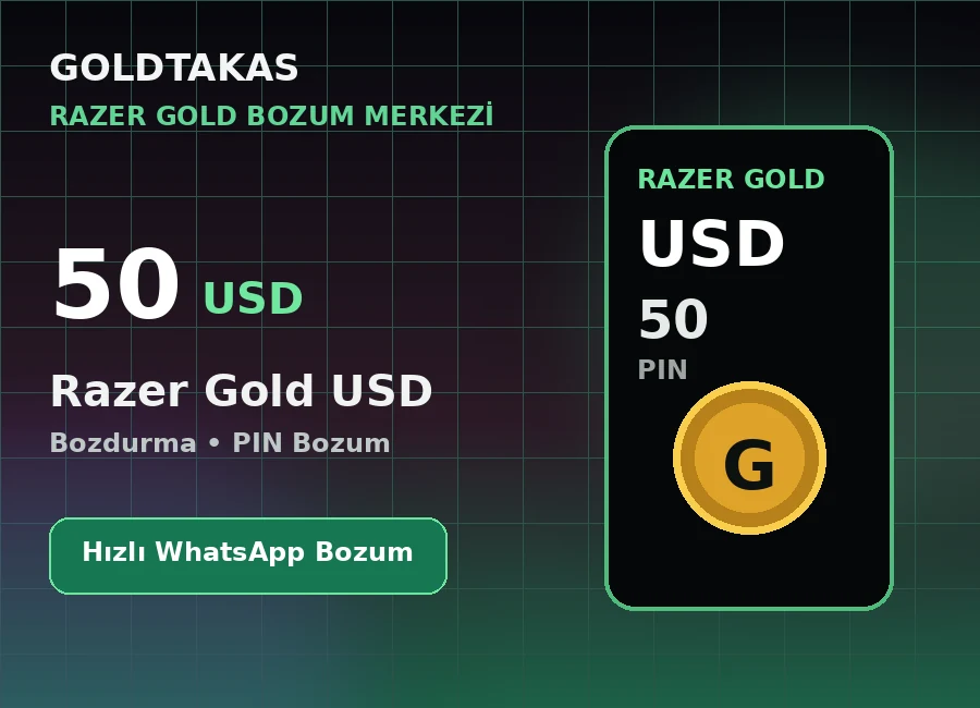Razer Gold 50 USD bozdurma ürünü