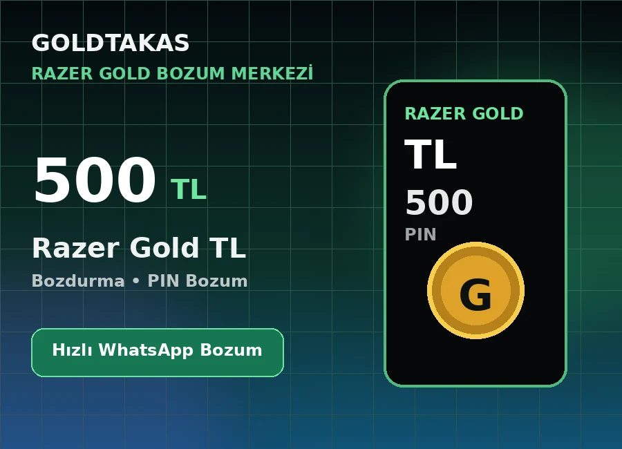 Razer Gold 500 TL bozdurma ve Razer Gold bozum ürünü