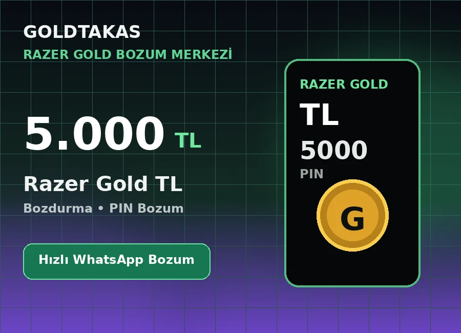 Razer Gold 5.000 TL bozdurma ve Razer Gold bozum ürünü